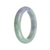 Grade A Green with Lavender Jadeite Bangle - 57mm Half Moon