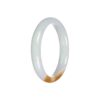 Genuine Type A Light Green and Yellowish Brown Jadeite Bracelet - 57mm Half Moon - Image 5