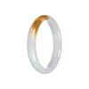 Genuine Type A Light Green and Yellowish Brown Jadeite Bracelet - 57mm Half Moon - Image 3