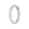 Genuine Type A Light Green and Yellowish Brown Jadeite Bracelet - 57mm Half Moon - Image 4