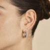 Oval Crystal Stud Earrings in Silver - Image 3