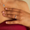 Garnet Serpent Wave Ring in Silver - Image 2