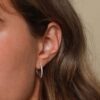 Essential Crystal Medium Hoops in Silver - Image 2