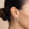 Essential Crystal Medium Hoops in Silver - Image 4