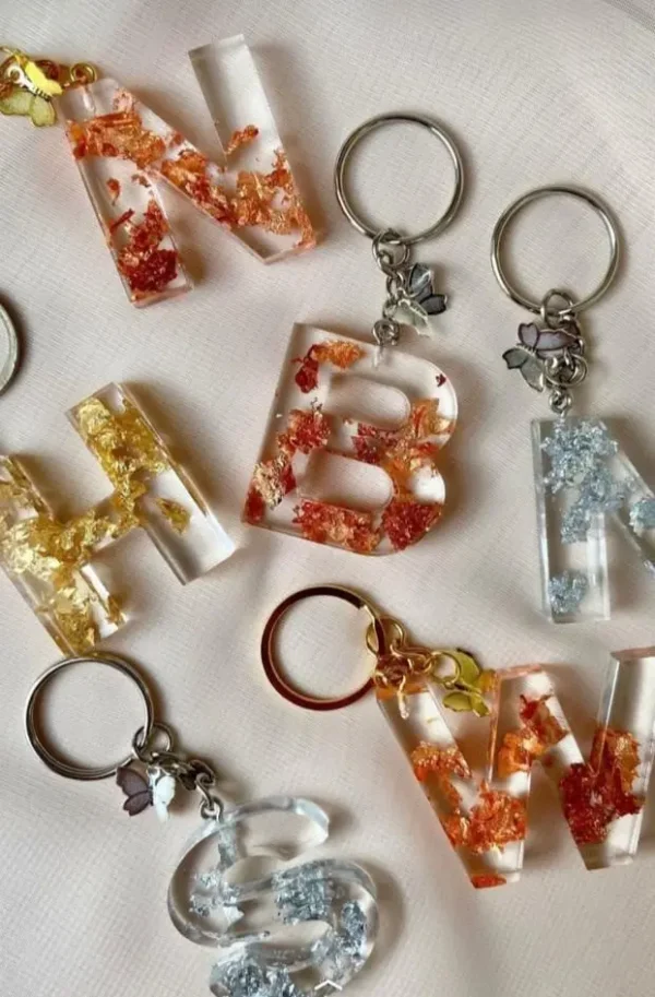 Resin Alphabetical Cute Plush Keychain Bag Pendant Fashionable English Letter Car Keychain Pendant - Image 2