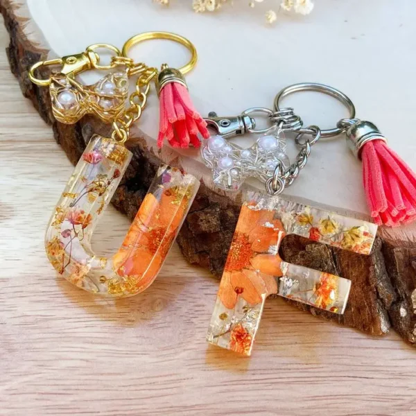 Resin Alphabetical Cute Plush Keychain Bag Pendant Fashionable English Letter Car Keychain Pendant - Image 5