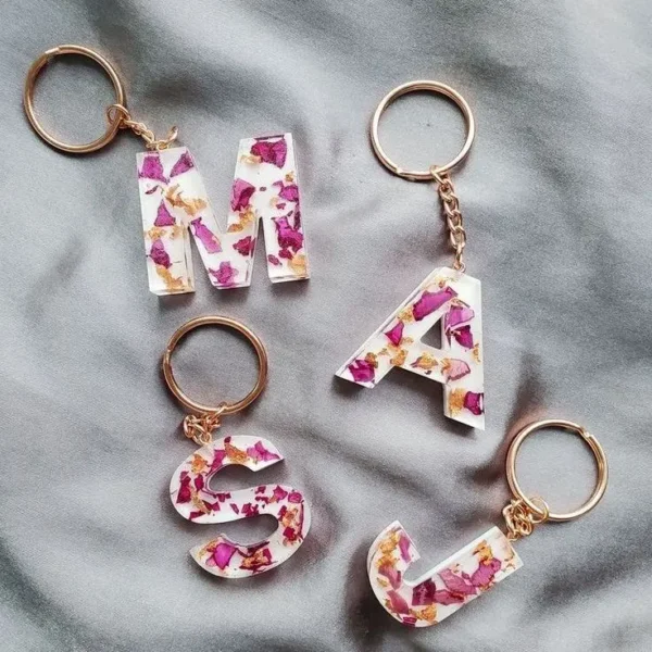 Resin Alphabetical Cute Plush Keychain Bag Pendant Fashionable English Letter Car Keychain Pendant - Image 6