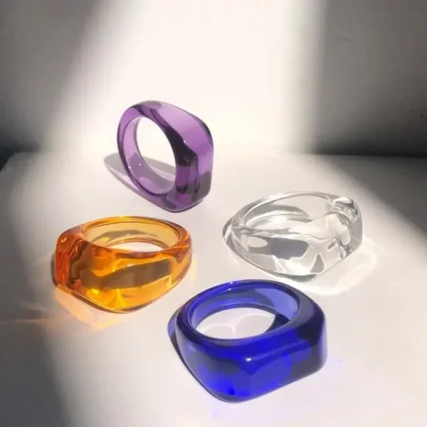 Classic Irregular Resin Stone Ring Jewelry for Women with Multiple Colors Vintage Statement Finger Rings Womens Accessories - Image 4