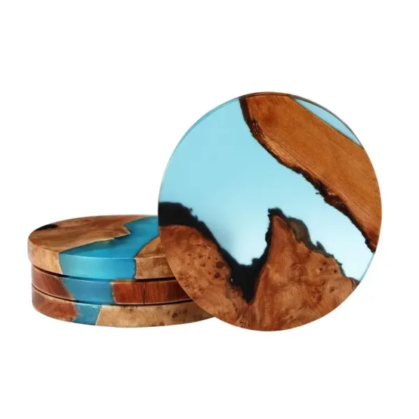 Handmade Modern Design Resin Coaster Set LatestRessin Coaster for Family Coffee Table and Kitchen Decor Square and Round Shape - Image 3