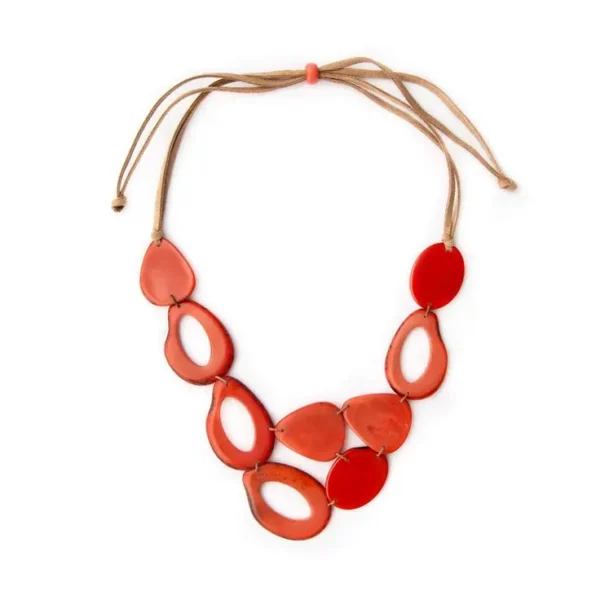 Water Proof Handmade Statement Necklaces Hollow Blue Stone Pendent Necklace Oval Shape Resin Shell Necklace