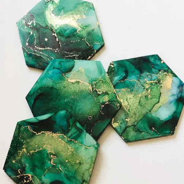 Modern Haxagon Shape Resin Coaster Set Latest Ressin Coaster for Family Coffee Table and Kitchen Decor with Mixing Color - Image 6
