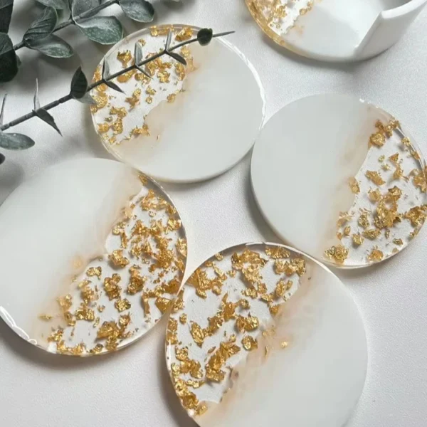Handmade Modern Design Resin Coaster Set LatestRessin Coaster for Family Coffee Table and Kitchen Decor Square and Round Shape