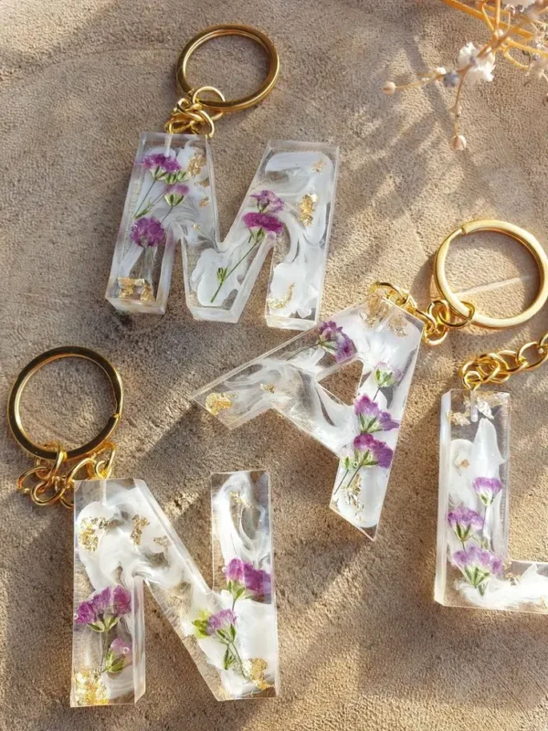 Resin Alphabetical Cute Plush Keychain Bag Pendant Fashionable English Letter Car Keychain Pendant - Image 4