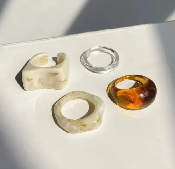 Classic Irregular Resin Stone Ring Jewelry for Women with Multiple Colors Vintage Statement Finger Rings Womens Accessories - Image 2
