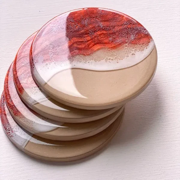Handmade Modern Design Resin Coaster Set LatestRessin Coaster for Family Coffee Table and Kitchen Decor Square and Round Shape - Image 5