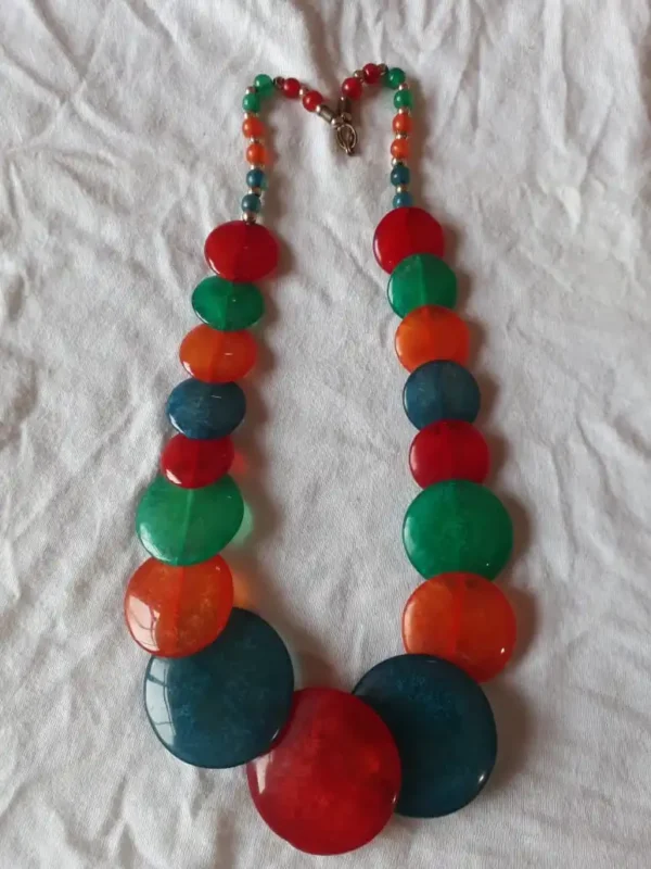 Ethically Design Chemical Resin Oval and Round Glossy Beads Ethnic Fashion Necklace and Beautifully Handmade Designed Necklace - Image 5