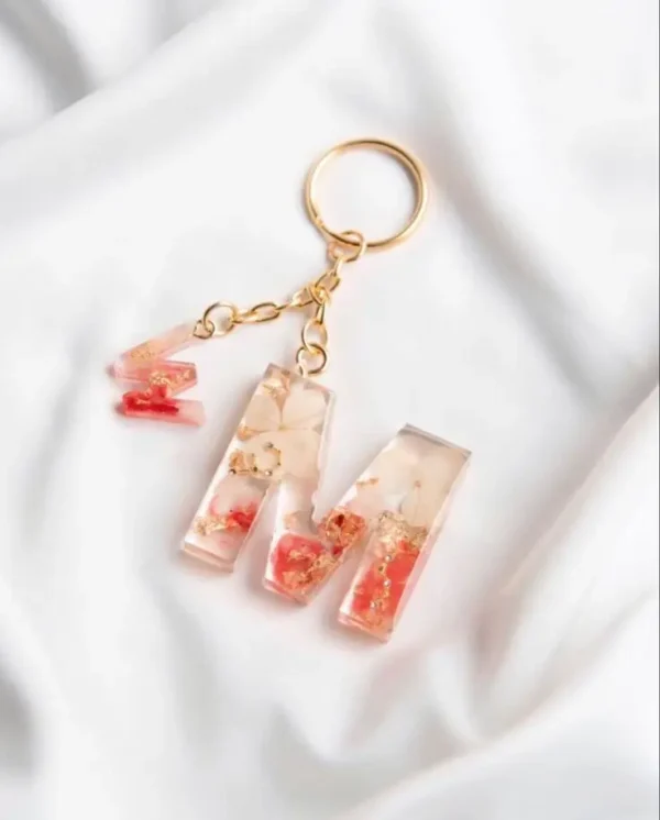 Resin Alphabetical Cute Plush Keychain Bag Pendant Fashionable English Letter Car Keychain Pendant - Image 3