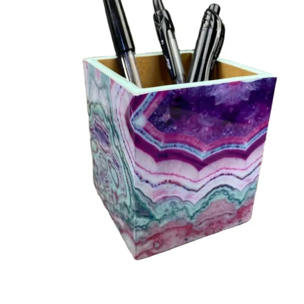 Antique Polished Resin Pen Stand Pen Holder With Multi Color for Office Use with Customized Shape and Size